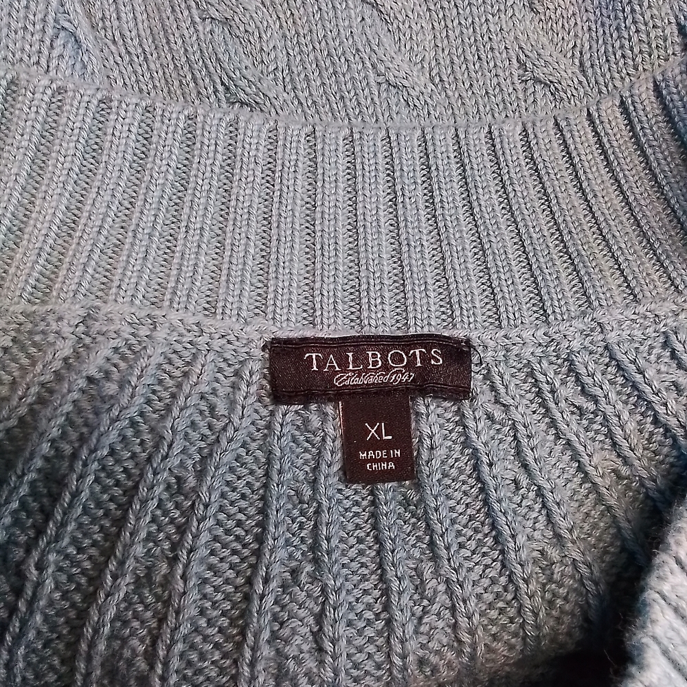Talbots sea foam green cable knit 3/4 sleeved sweater XL - Picture 6 of 6
